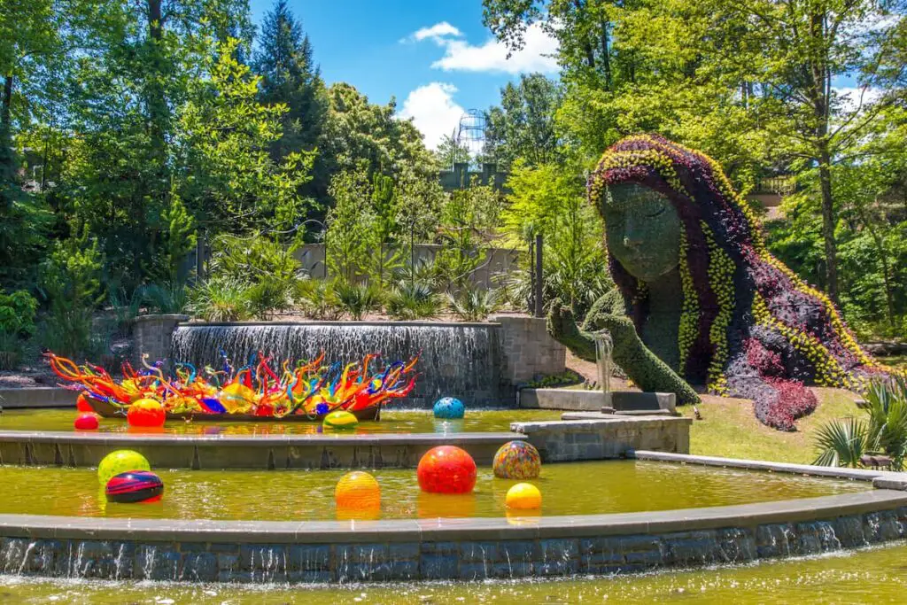 Exhibition of glass artist Chihuly in the Atlanta Botanical Garden.
