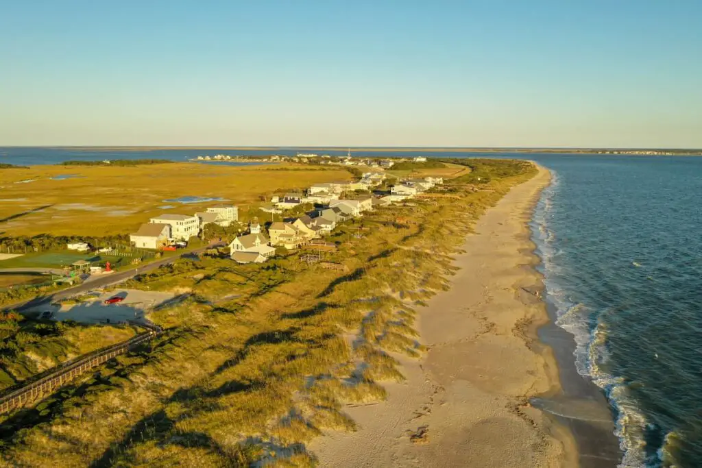 Aerial view of Oak Island Beach North Carolina 