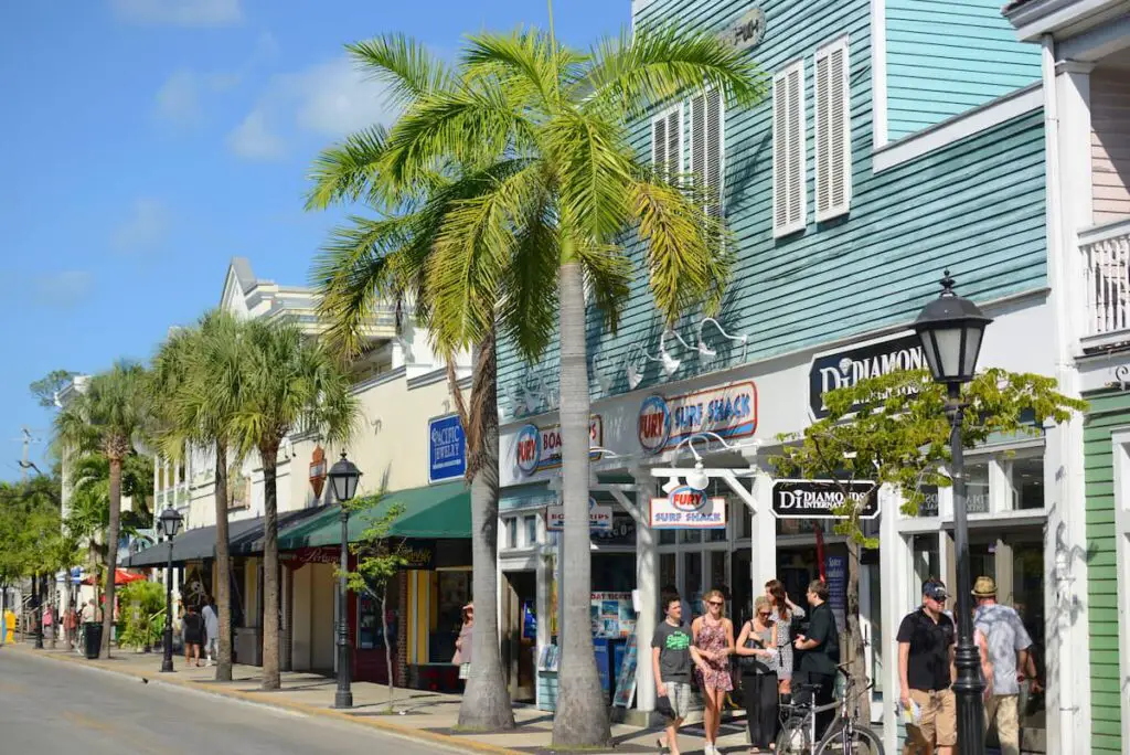 View of busy Duval Street in Key West Florida