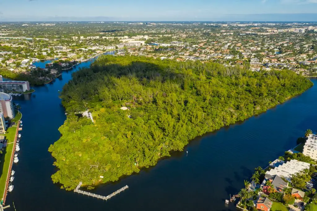 aerial view of Deerfield Island Park in Deerfield Beach Florida