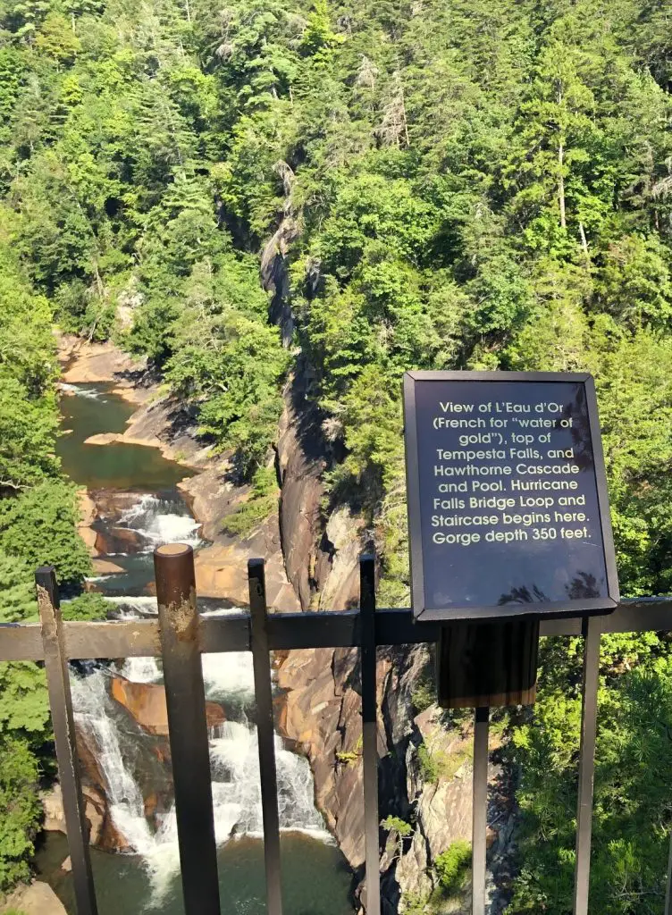 View of Tallulah Falls with sign 